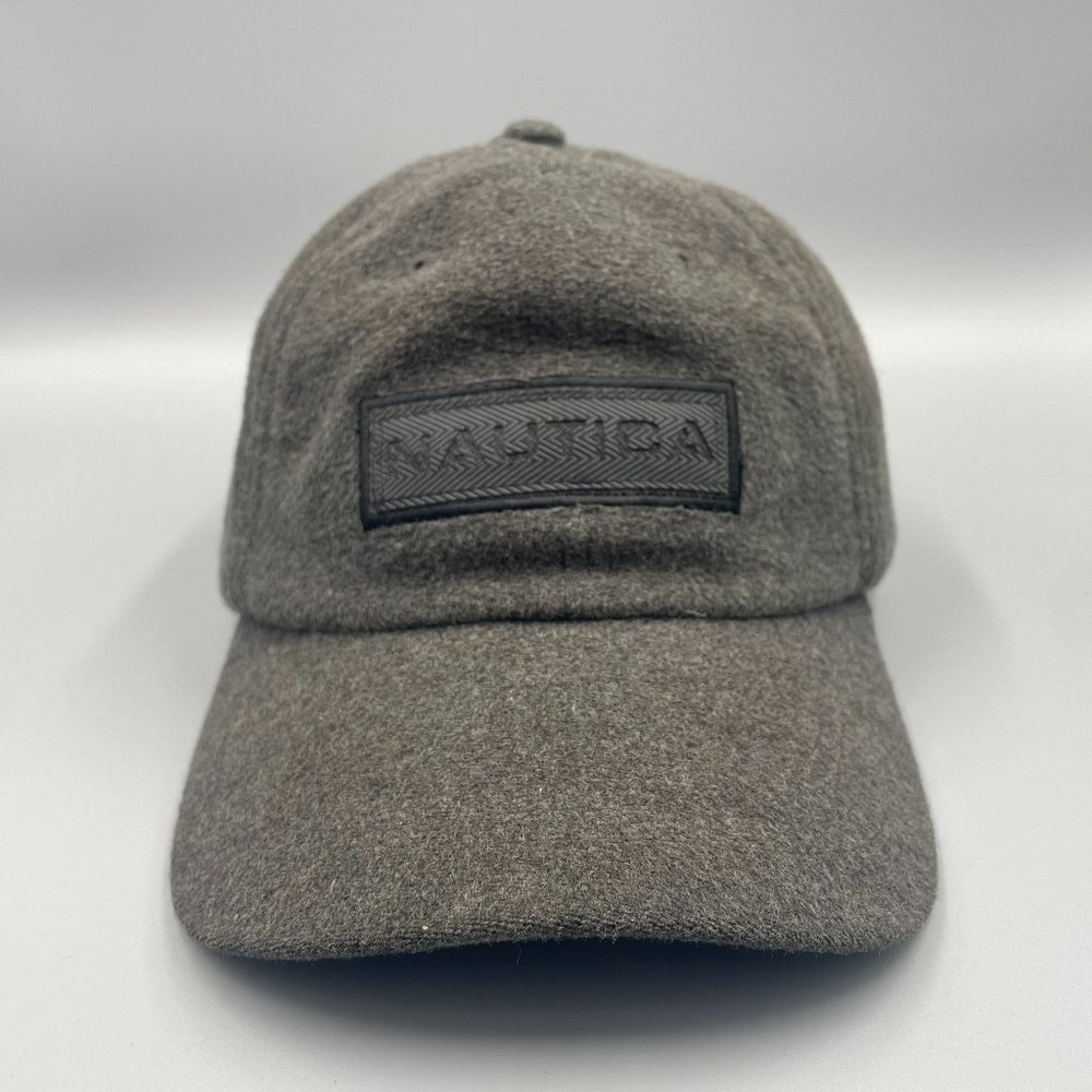 Nautica Adult Gray Cotton Polyester Blend Embroidered Patch Strap Back Hat